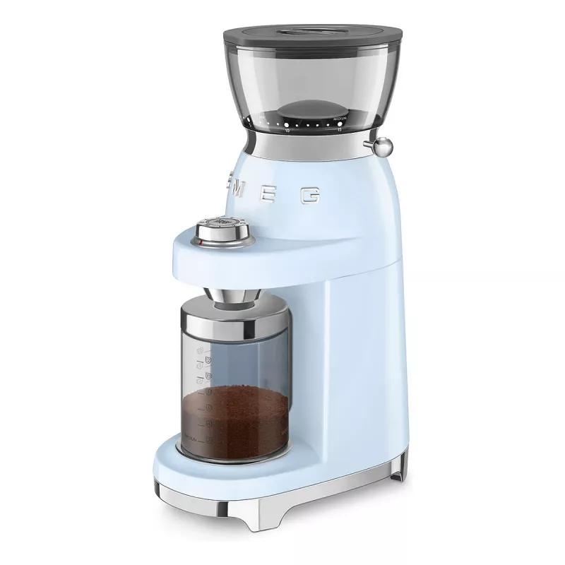 Smeg CGF03PBEU macinacaffè, 15 livelli di macinatura, capacità 240 g di chicchi, 150 W, blu pastello