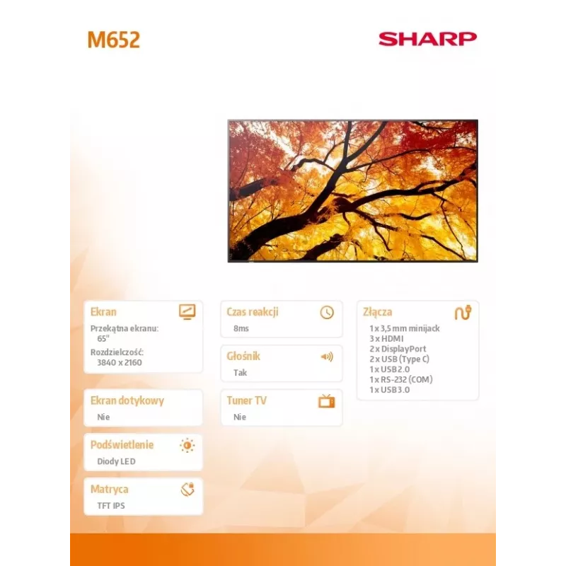 Sharp MultiSync M652 display professionale 65