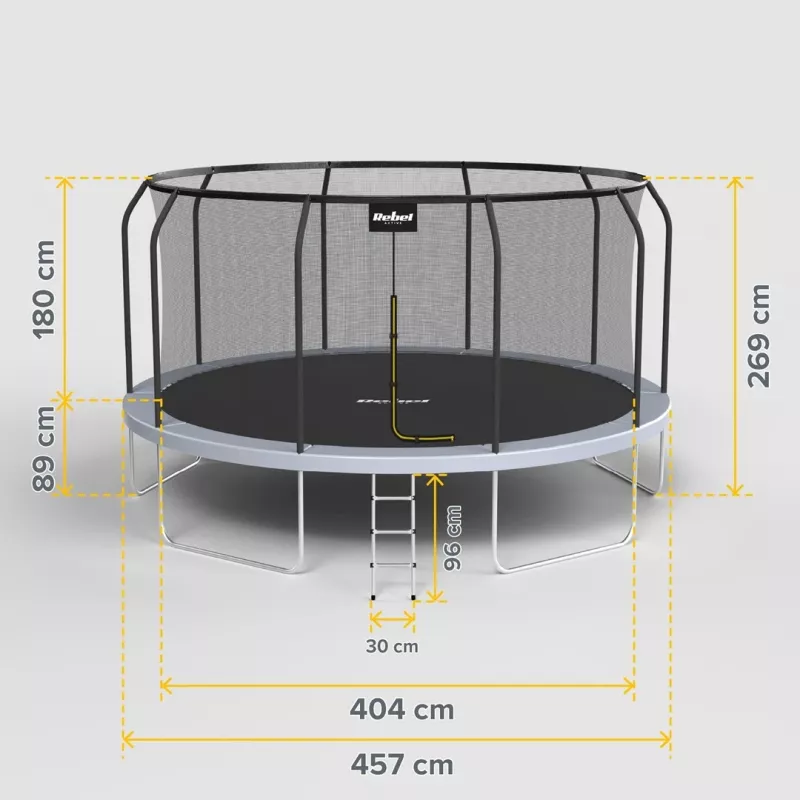REBEL Active Trampoline PRO 15ft/457cm - nero/blu