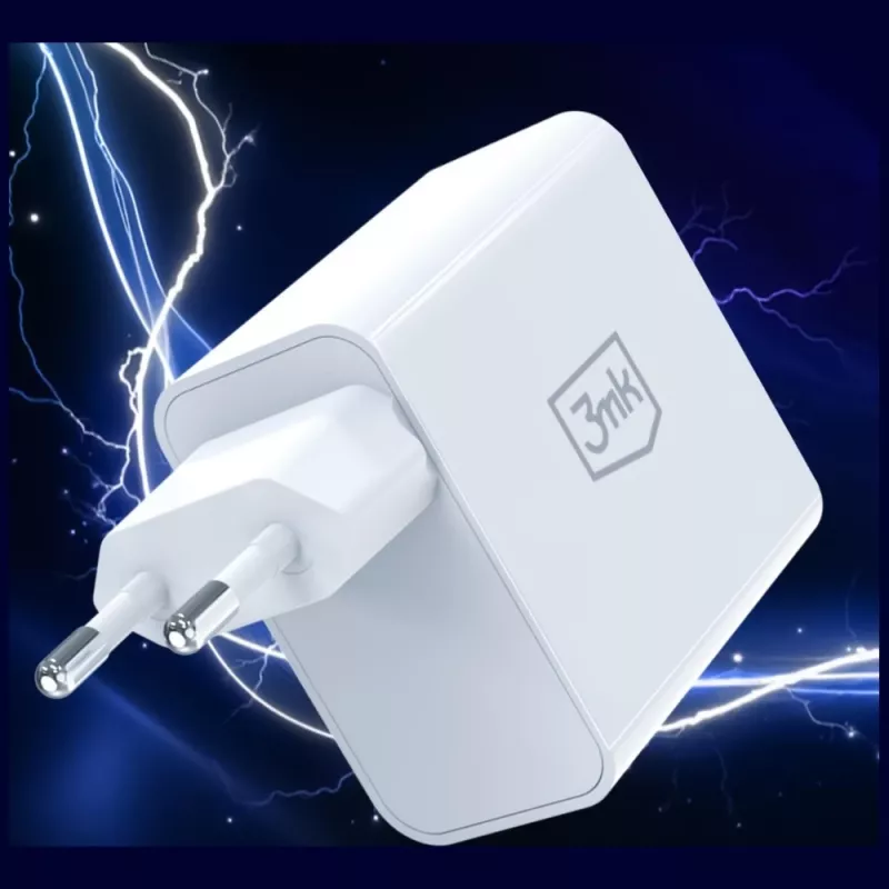 3MK FlowPower 45W PD 3.0 QC4+ caricabatterie GaN bianco