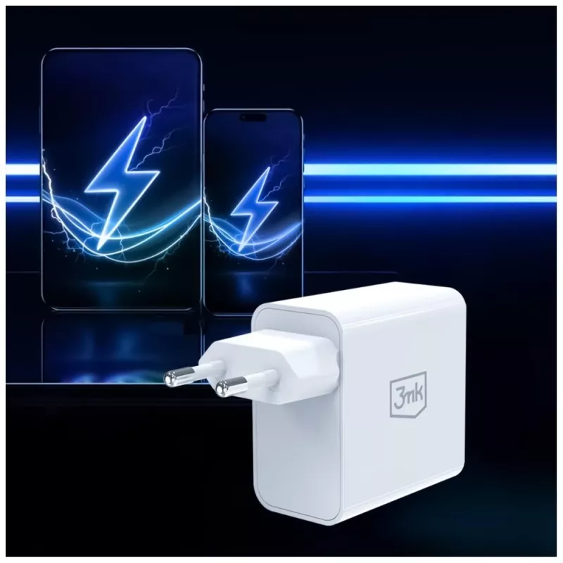 3MK FlowPower 45W PD 3.0 QC4+ caricabatterie GaN bianco