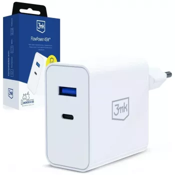 3MK FlowPower 45W PD 3.0 QC4+ caricabatterie GaN bianco