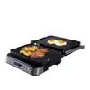 ELDOM GK200 GRILO Griglia di contatto 2000W con termostato regolabile, piastre antiaderenti, Nero/Argento