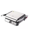 ELDOM GK200 GRILO Griglia di contatto 2000W con termostato regolabile, piastre antiaderenti, Nero/Argento