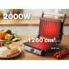 ELDOM GK200 GRILO Griglia di contatto 2000W con termostato regolabile, piastre antiaderenti, Nero/Argento