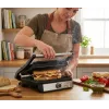 ELDOM GK200 GRILO Griglia di contatto 2000W con termostato regolabile, piastre antiaderenti, Nero/Argento