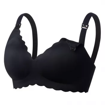 MOMCOZY YN46 Reggiseno per allattamento senza cuciture Support Floral Nero S