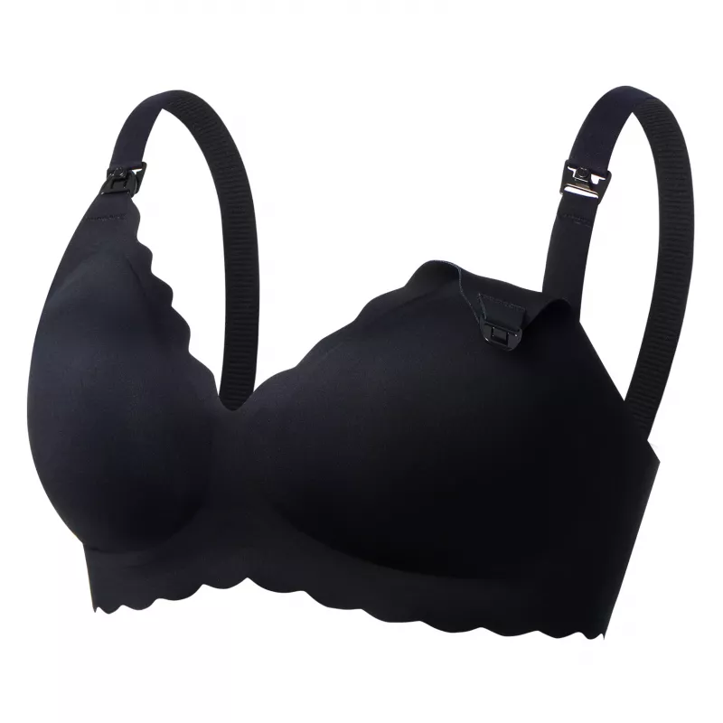 MOMCOZY YN46 Reggiseno per allattamento senza cuciture Support Floral Nero S