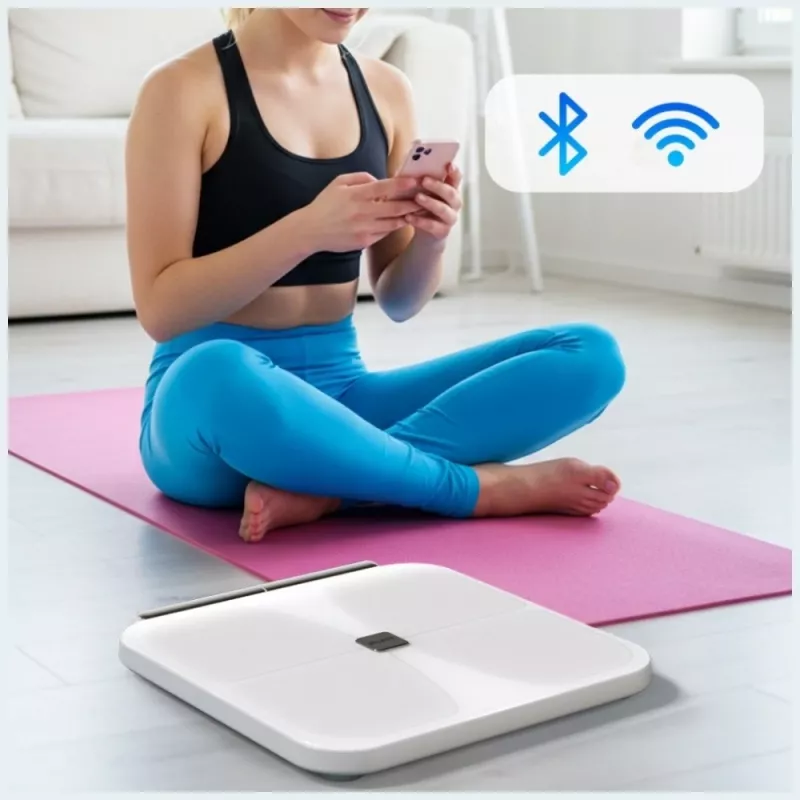 AWEI SS1 Bilancia pesapersone multifunzione con Bluetooth 5.0, bianca
