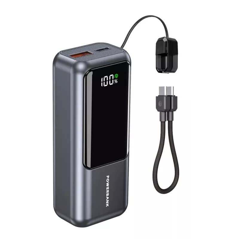 Gembird PB10-PD20-LCD-02 Powerbank compatta a ricarica rapida con display LCD, 20W, 10000 mAh, Space Grey