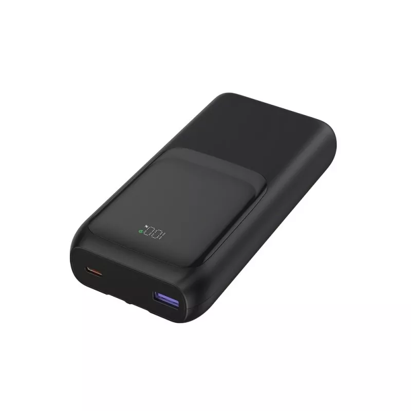 Gembird PB20-PD20-LCD-01 powerbank a ricarica rapida con cavi integrati, 20 W, 20000 mAh, nero