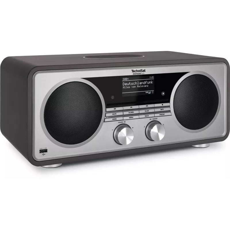 TechniSat DIGITRADIO 602 radio DAB+/FM/internet con Bluetooth, lettore CD e stazione di ricarica Qi - antracite/argento