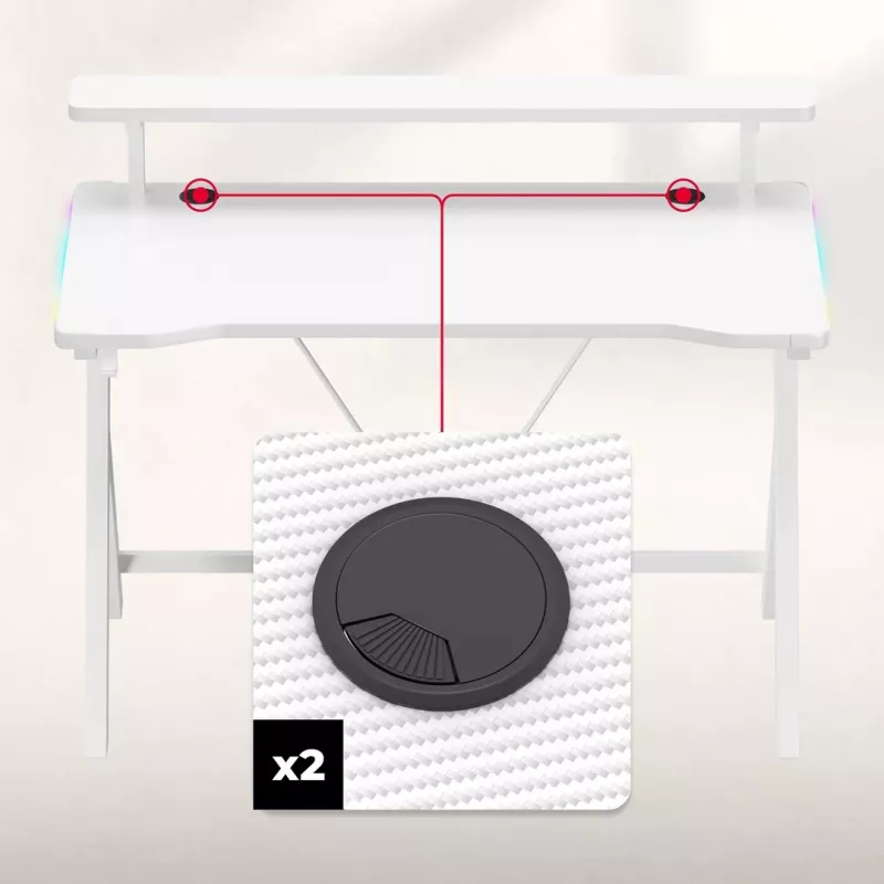 Huzaro Hero 1.9 RGB scrivania da gaming bianca