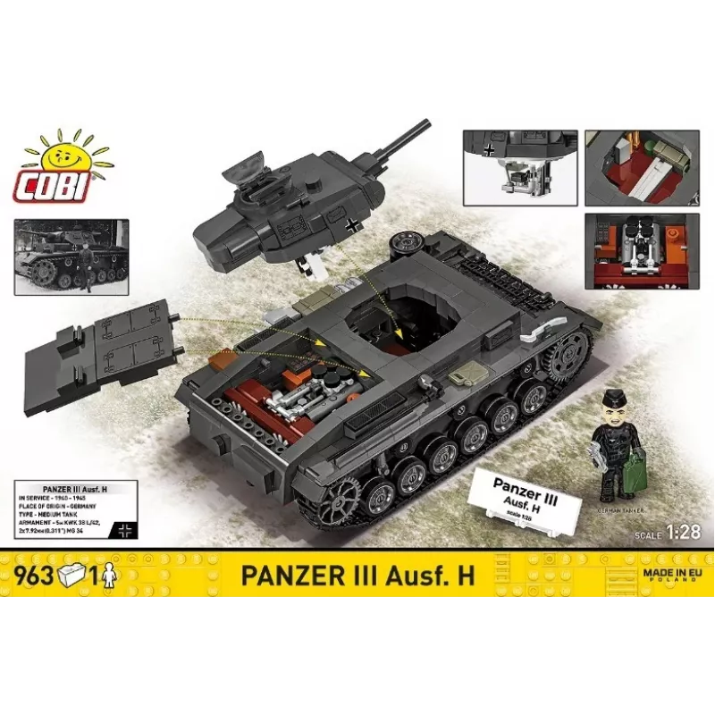 COBI 958 PCS HC WWII Panzer III Ausf. H set di mattoncini