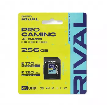 GOODRAM microSDXC 256GB RIVAL UHS-I U3 V30 A2 170/120MB/s + adattatore