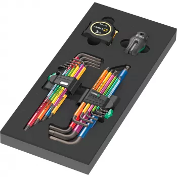 Wera 9740 Hex-Plus set chiavi a L metriche 9 pezzi con testa sferica e codifica a colori