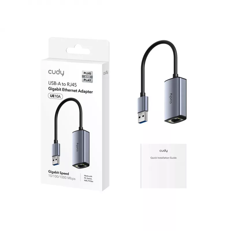 CUDY UE10A adattatore USB-A a Ethernet - adattatore di rete Gigabit RJ45