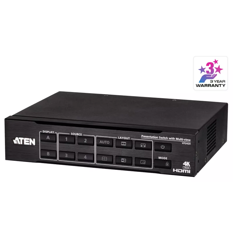 ATEN VP2420 switch matrice per presentazioni 4x2 True 4K con Multi View