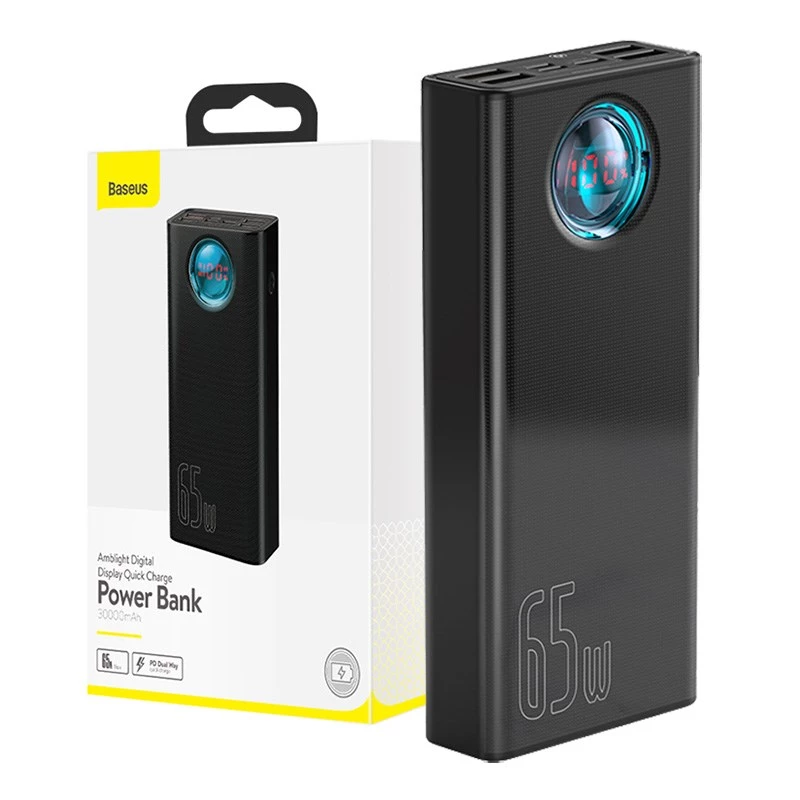 Baseus Amblight power bank 30000mAh, 4xUSB, USB-C, 65W, nero