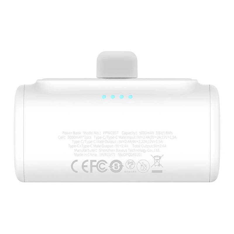 Baseus Compact 5000mAh 20W power bank USB-C bianco