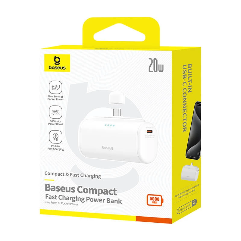 Baseus Compact 5000mAh 20W power bank USB-C bianco