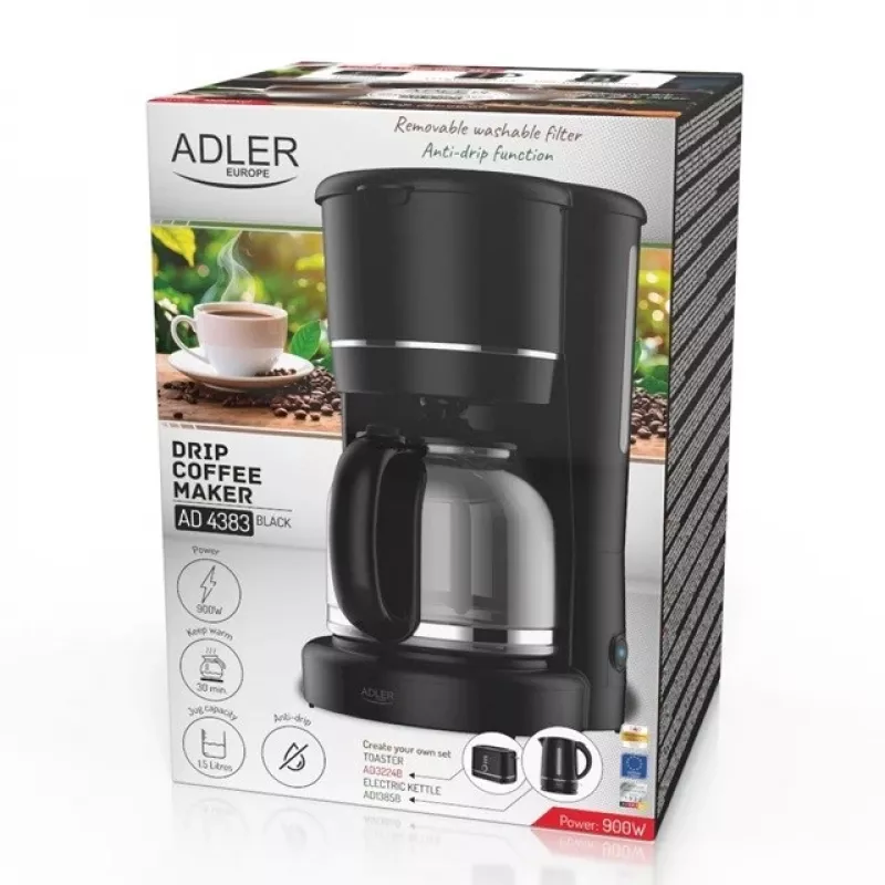 Adler AD 4383 macchina da caffè 1,5 L, nero