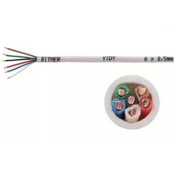 BITNER YTDY 6x0.5 - 100M Cavo d'allarme, bianco, 100 m