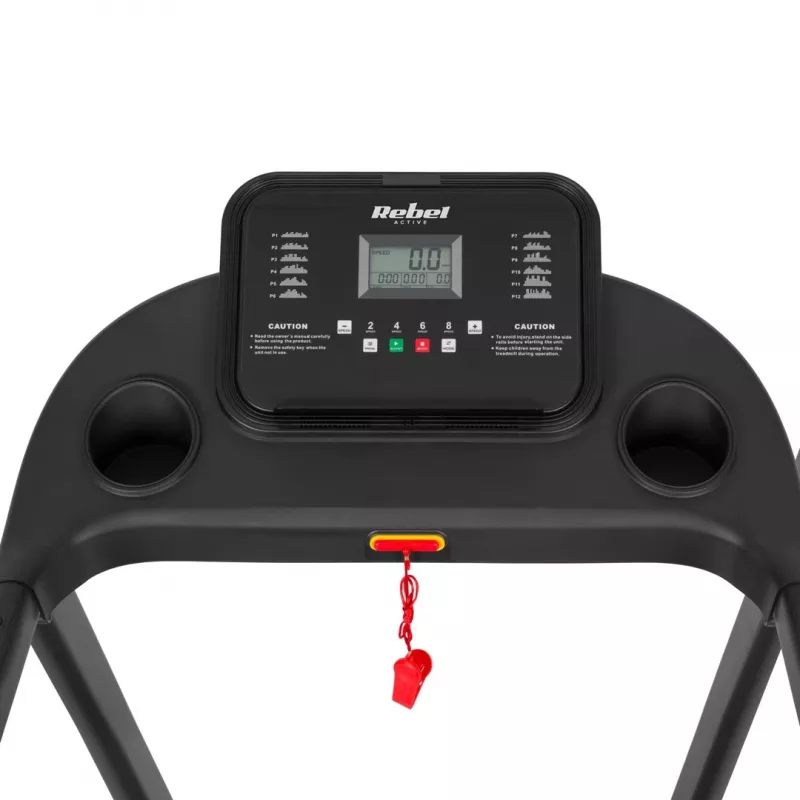 REBEL ACTIVE RBA-1001 Tapis roulant elettrico pieghevole con display LCD, 12 programmi, 12 km/h, argento/nero