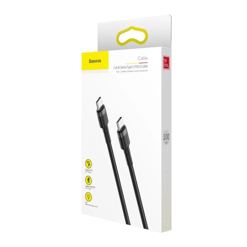 Baseus Cafule Cavo USB-C a USB-C PD 2.0 QC 3.0 60W 1 m (nero/grigio)