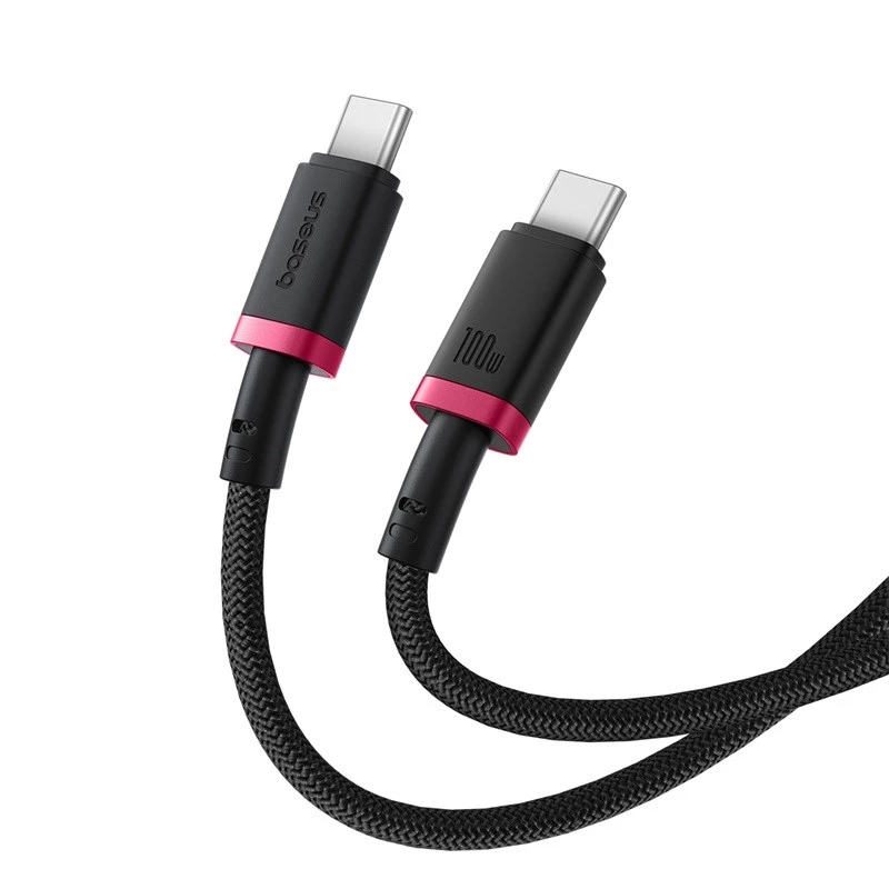 Baseus Dura Cavo di ricarica rapida Type-C a Type-C 100 W 2 m Nero, Rosso