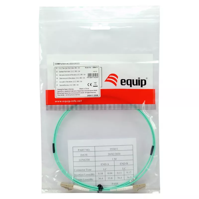Equip Cavo patch LC-LC 25m Multimodale Duplex OM3 Turchese