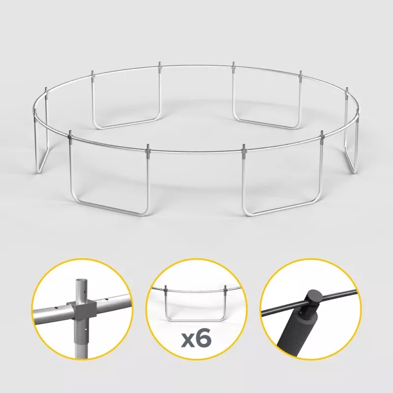 REBEL Active Trampolino PRO 14ft/427 cm con rete di sicurezza e scala