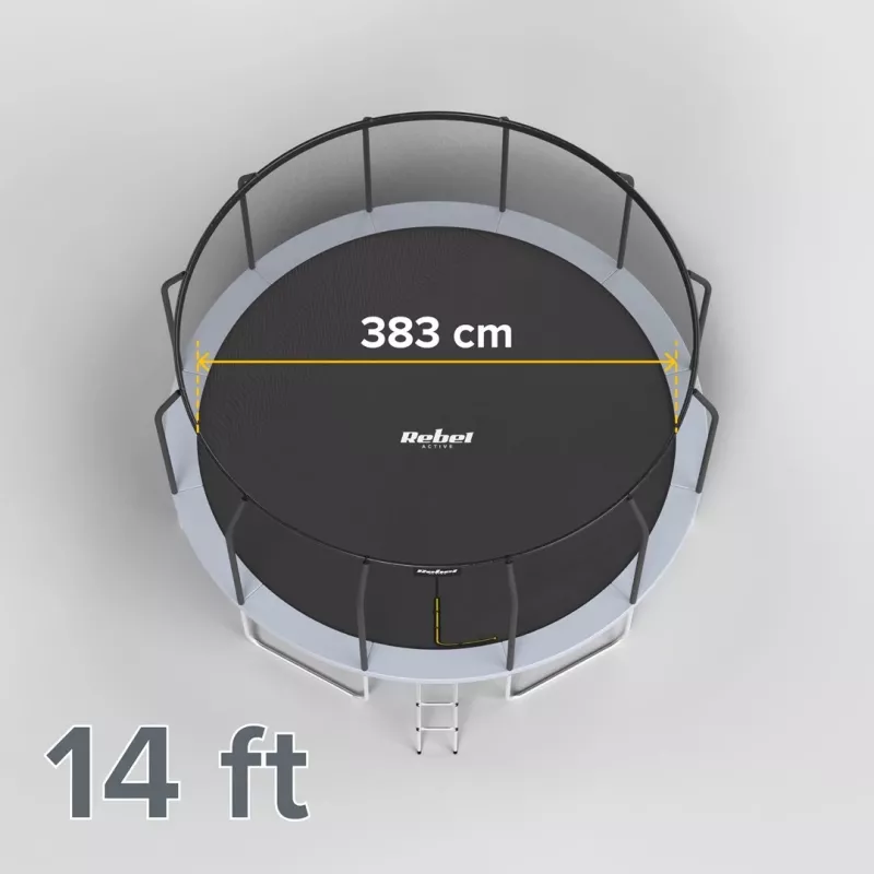 REBEL Active Trampolino PRO 14ft/427 cm con rete di sicurezza e scala