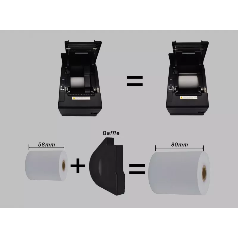 Equip stampante termica 58/80mm per scontrini POS con taglierina automatica, USB/Bluetooth/WiFi/connessione cassetto, nero