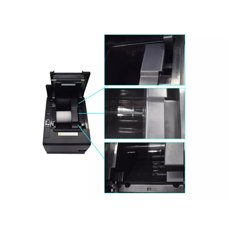 Equip stampante termica 58/80mm per scontrini POS con taglierina automatica, USB/Bluetooth/WiFi/connessione cassetto, nero