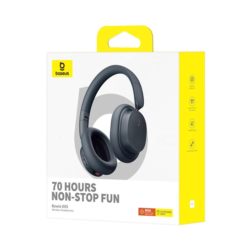 Baseus Bowie D05 cuffie over-ear wireless Bluetooth 5.3 - nero