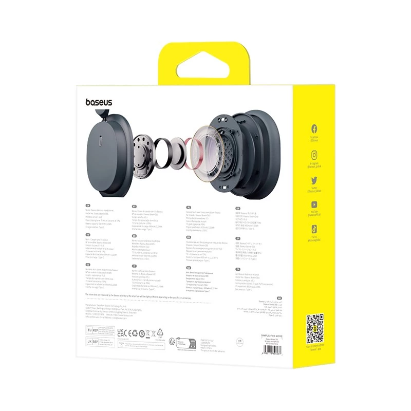 Baseus Bowie D05 cuffie over-ear wireless Bluetooth 5.3 - nero