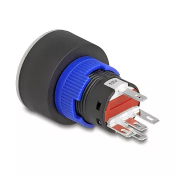 Delock pulsante da incasso 22 mm, piatto, LED rosso, connessioni a saldare, 1 NO, 230 V AC/DC