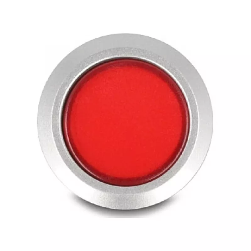 Delock pulsante da incasso 22 mm, piatto, LED rosso, connessioni a saldare, 1 NO, 230 V AC/DC