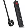 Helos ciabatta CLASSIC, 6 posti, nero, 5,0 m, con interruttore