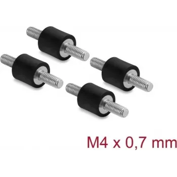 Delock antivibrante M4 x 0,7 mm D 10 x H 10 mm con 2 x filettatura esterna 4 pezzi nero (60798)
