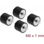Delock antivibrante M6 x 1 mm D 25 x H 20 mm con 2 x filettatura esterna 4 pezzi nero (60815)