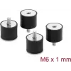 Delock antivibrante M6 x 1 mm D 25 x H 20 mm con filettatura interna ed esterna 4 pezzi nero
