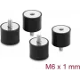 Delock antivibrante M6 x 1 mm D 25 x H 20 mm con filettatura interna ed esterna 4 pezzi nero