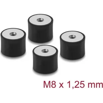 Delock antivibrante M8 x 1,25 mm D 30 x H 20 mm con 2x filettatura interna 4 pezzi nero (60827)