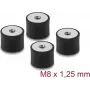 Delock antivibrante M8 x 1,25 mm D 40 x H 30 mm con 2 x filettatura interna 4 pezzi nero