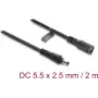 Delock cavo prolunga DC 5,5 x 2,5 mm maschio-femmina con chiusura a baionetta 18 AWG, 2 m nero (67393)