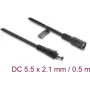 Delock cavo prolunga DC 5,5 x 2,1 mm maschio-femmina con chiusura a baionetta 18 AWG, 0,5 m nero (67388)