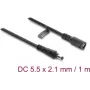 Delock cavo di prolunga DC 5,5 x 2,1 mm connettore maschio su connettore femmina con chiusura a baionetta 18 AWG, 1 m nero (67389)