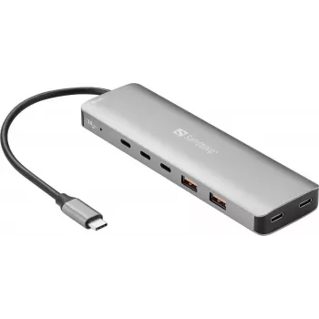 Sandberg hub da USB-C a 5x USB-C + 2x USB-A, 100W, USB 3.2 Gen 1, grigio